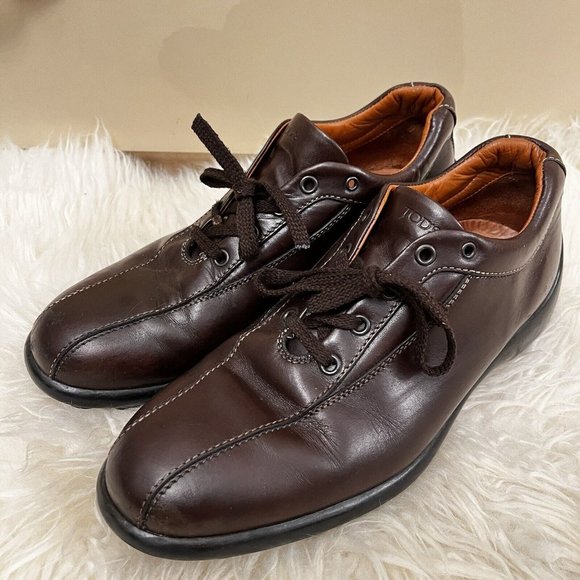 Tod's Shoes Tods Leather Oxford Driving Walking Golf Shoes Dark